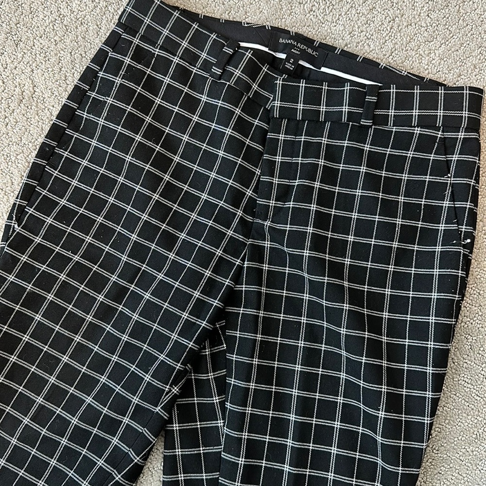 Banana Republic Avery Trouser Black White Check Size 2